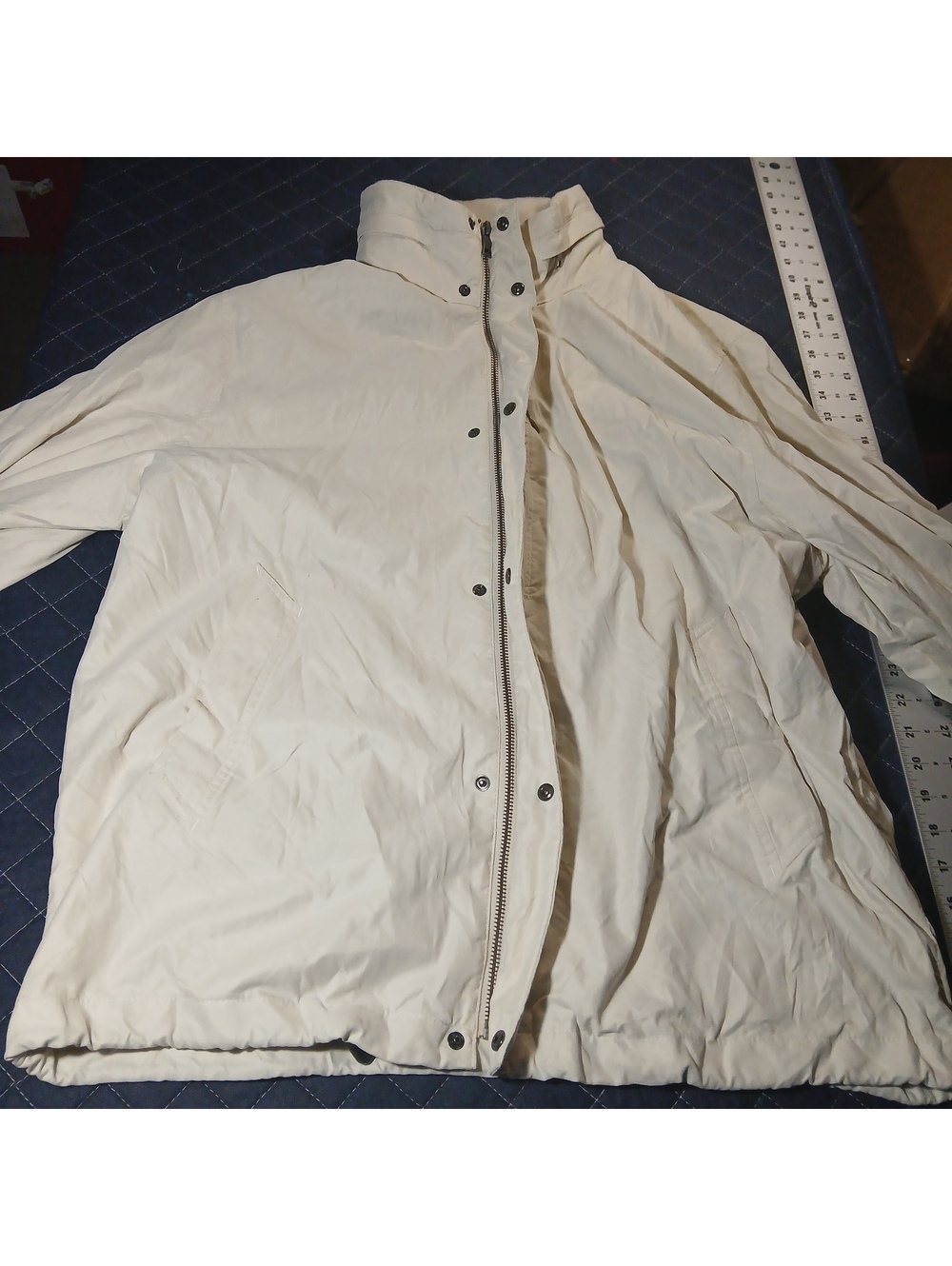 Vintage Nautica Gorpcore Nylon Jacket Large Cream Snap Zip Collared Lightweight